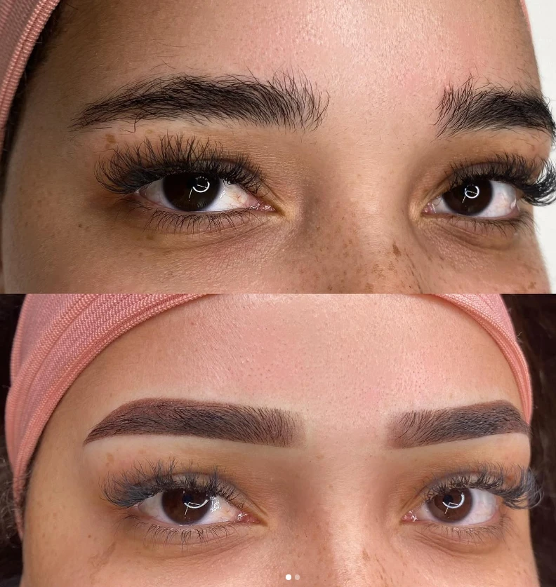 Antes e depois: sobrancelhas preenchidas e com desenho definido